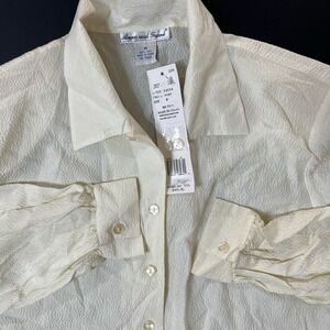 Anna And Frank 100% Silk Button Down Shirt Women's M Cream Minimalist NWT